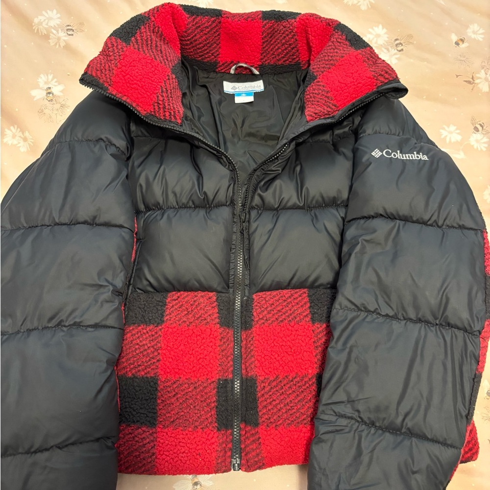 Columbia Kids Plaid Red and Black Puffer Jacket